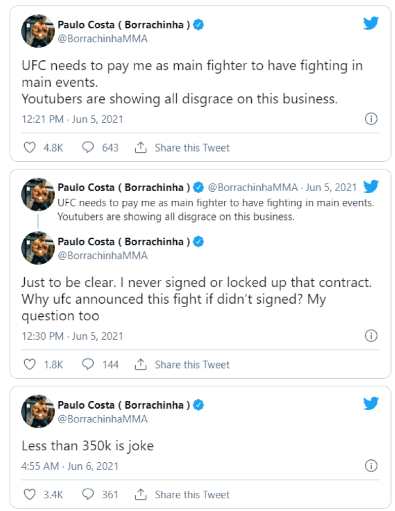 Dana White phản hồi về việc Paulo Costa rút lui và yêu cầu tăng thù lao: Đáng ra anh nên mở kênh Youtube năm 13 tuổi - Ảnh 1