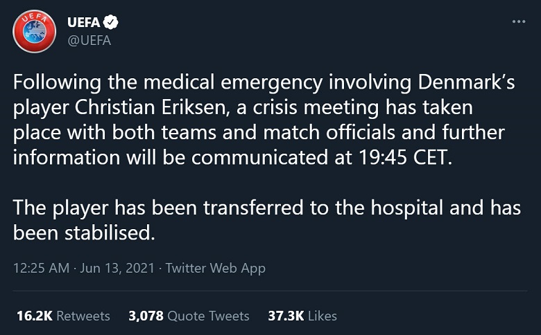 Cập nhật tình hình sức khỏe Eriksen: Eriksen đã tỉnh táo, sức khỏe ổn định - Ảnh 4