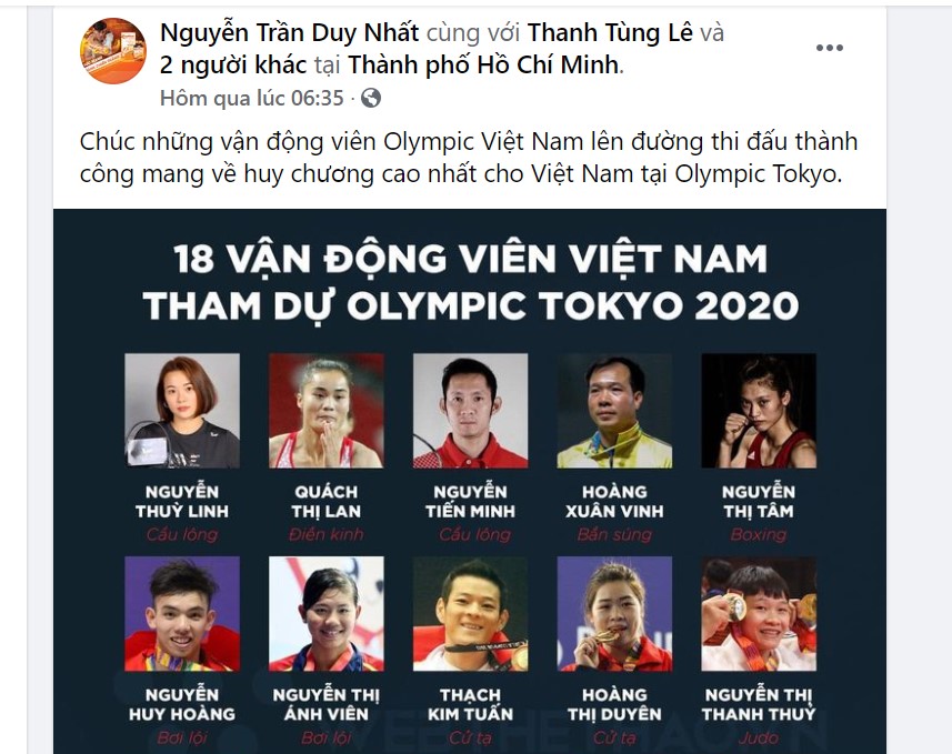 Nguyễn Trần Duy Nhất gửi lời chúc đến Đoàn thể thao Olympic Việt Nam - Ảnh 1