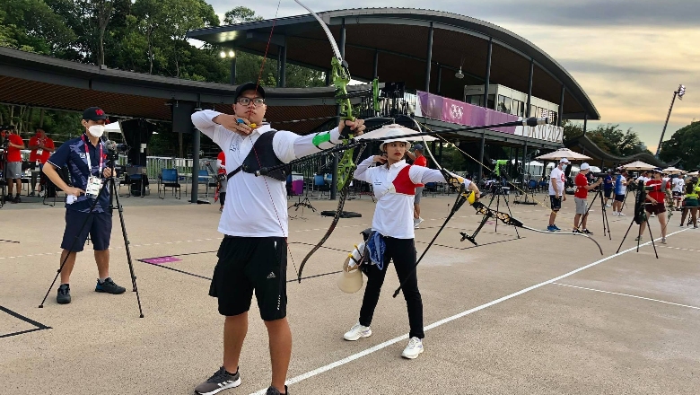 Cung thủ Việt Nam tập 3 tiếng dưới trời nắng nóng ở Olympic Tokyo 2021 - Ảnh 2
