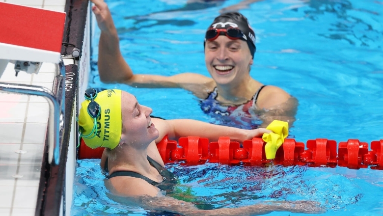 Ledecky cười tươi dù thua sốc, vỡ mộng giành 5 HCV bơi lội Olympic Tokyo - Ảnh 1