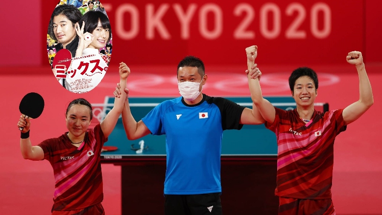 Đóng phim 'Đôi nam nữ', 4 năm sau cặp VĐV Nhật Bản vô địch Olympic bóng bàn đôi nam nữ - Ảnh 1