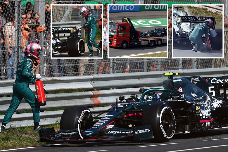 Sebastian Vettel suýt gặp nguy khi xe bốc khói tại F1 Grand Prix Hà Lan - Ảnh 1