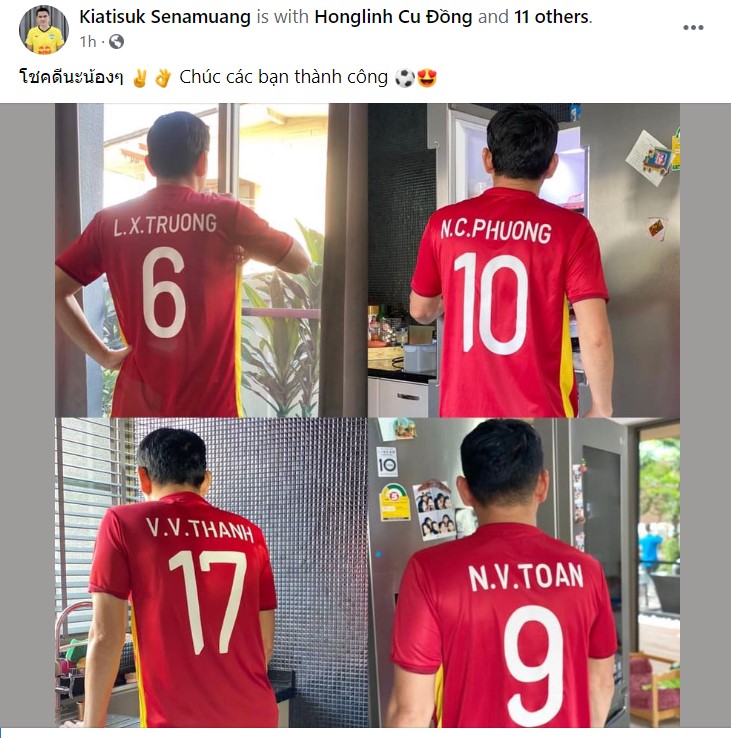 HLV Kiatisuk mặc áo Công Phượng, Xuân Trường; cổ vũ ĐT Việt Nam thắng Oman - Ảnh 1