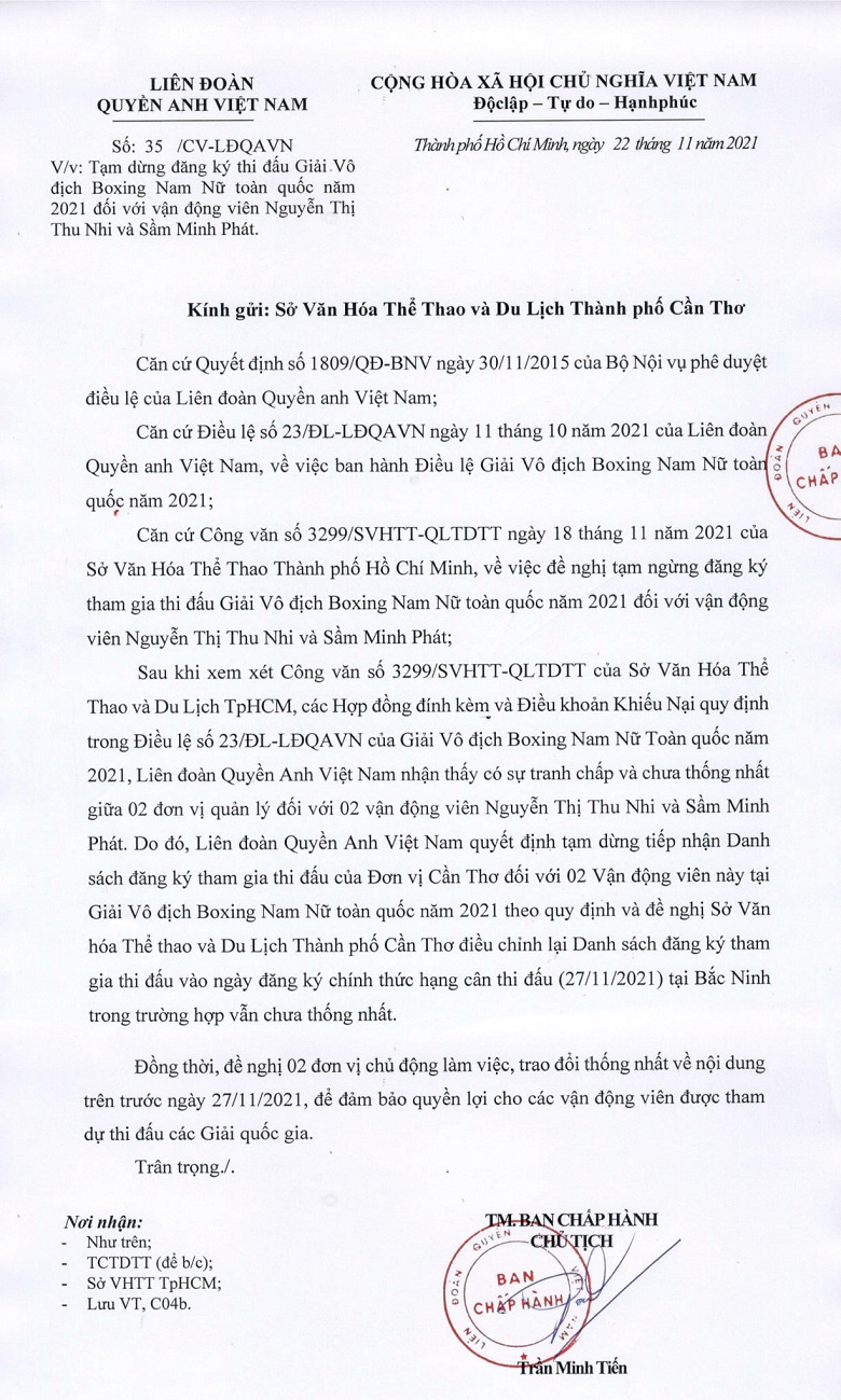 Võ sĩ thu nhi không được tham gia giải boxing quốc gia 2021? - Ảnh 2