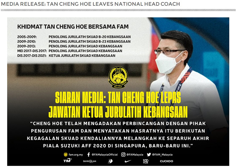 Tan Cheng Hoe từ chức HLV trưởng ĐT Malaysia sau AFF Cup 2021 - Ảnh 3