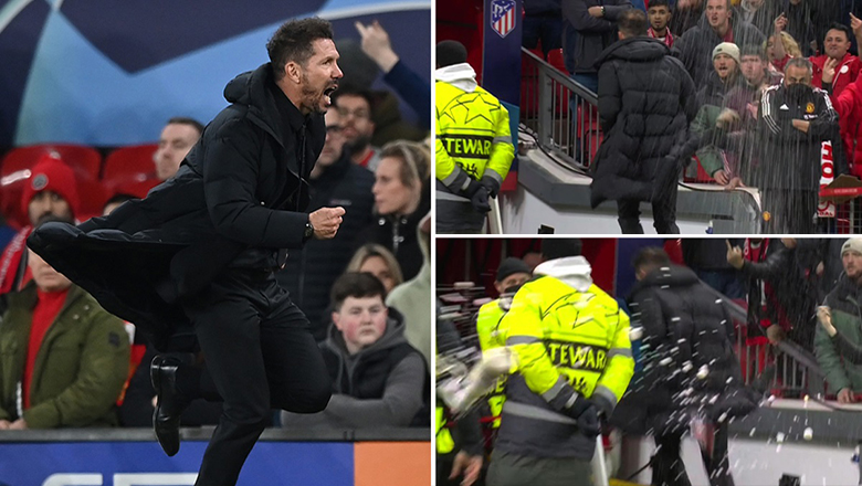 HLV Diego Simeone bị CĐV MU ném vật thể lạ trên sân Old Trafford - Ảnh 1