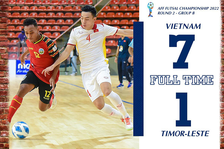 Futsal Việt Nam huỷ diệt Timor Leste 7-1, vươn lên dẫn đầu bảng B giải vô địch Đông Nam Á 2022 - Ảnh 1