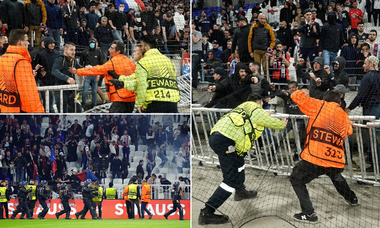 CĐV Lyon ném chai nước về phía cầu thủ West Ham, xung đột với cảnh sát - Ảnh 2