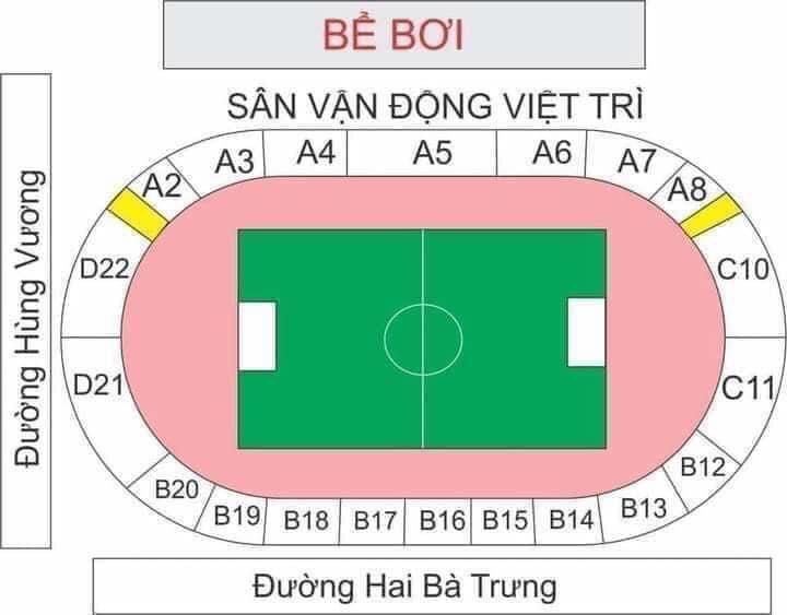 Sơ đồ sân Việt Trì: Cửa vào, vị trí các khán đài, chỗ ngồi theo vé chính xác nhất - Ảnh 1