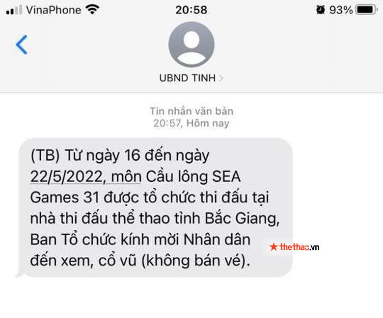 Bắc Giang nhắn tin kêu gọi người dân đến cổ vũ cầu lông SEA Games 31 - Ảnh 1