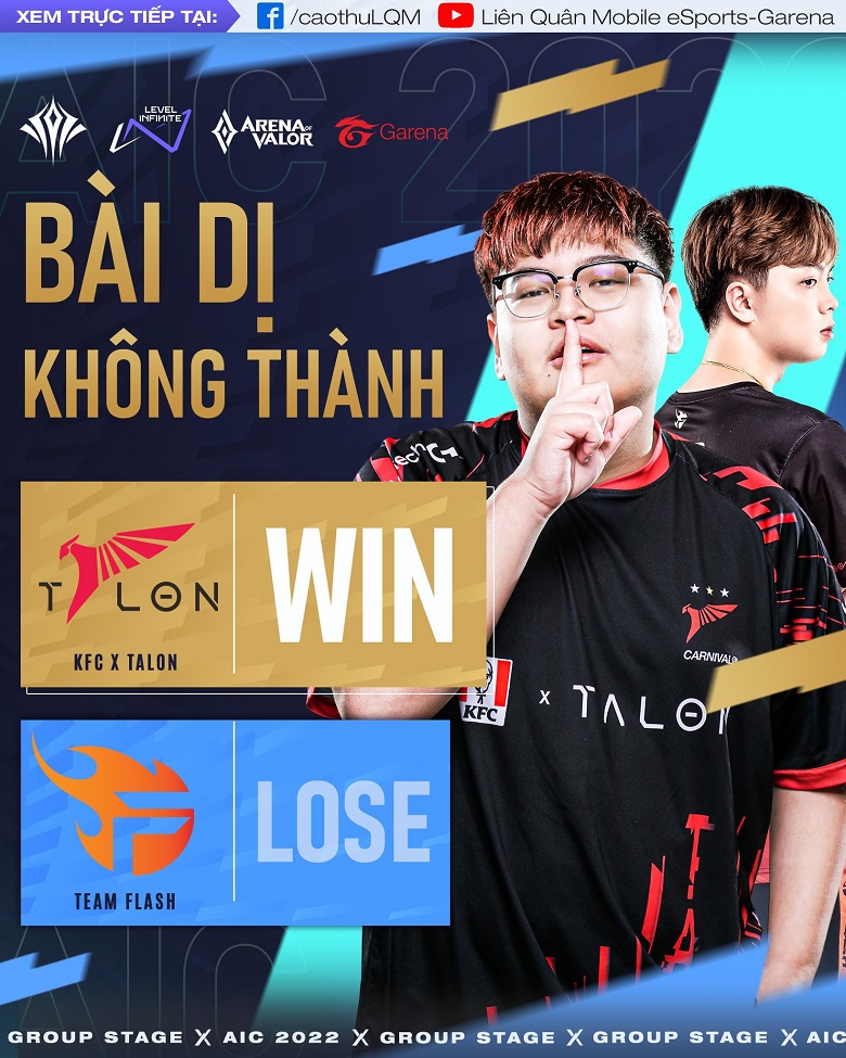 AIC 2022: ADC dùng Triệu Vân, Team Flash không thể gây sốc trước KFC x Talon - Ảnh 1