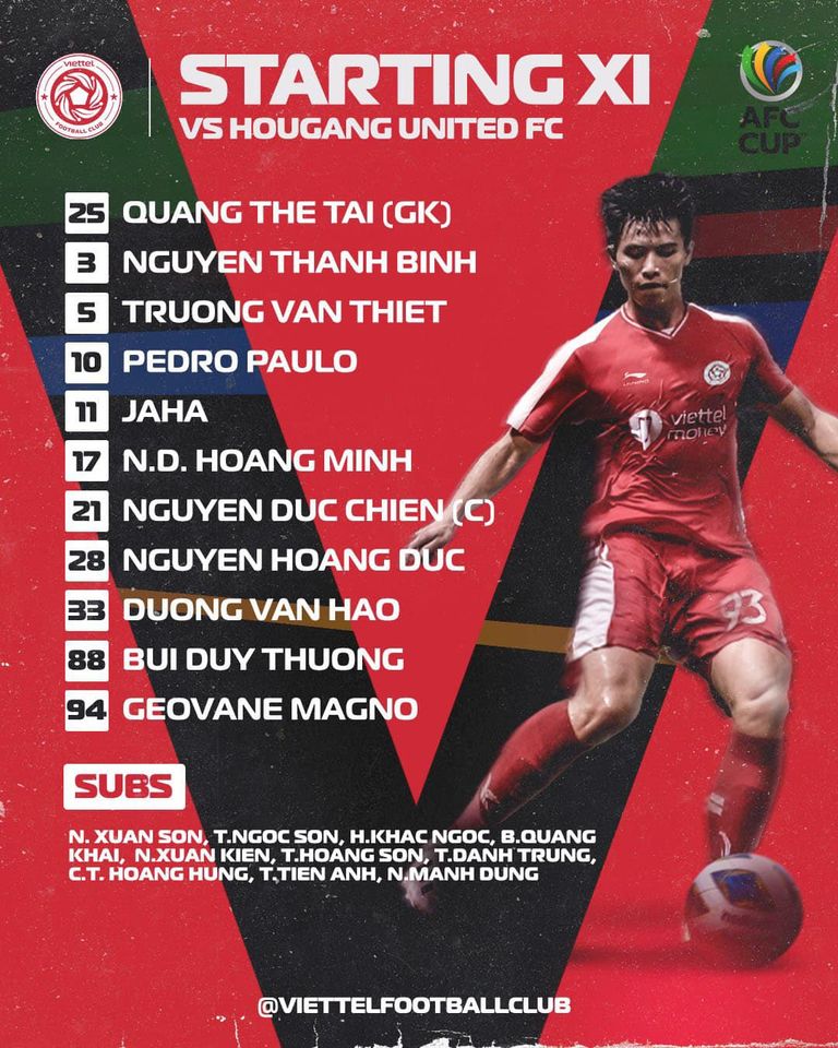 Đội hình xuất phát Viettel đấu Hougang United: Nhâm Mạnh Dũng, Danh Trung dự bị - Ảnh 1