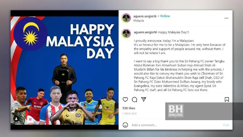 Sergio Aguero nhập tịch Malaysia thành công, sẵn sàng dự AFF Cup 2022 - Ảnh 1