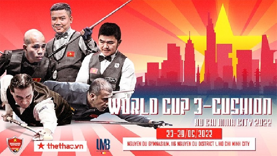 Trực tiếp vòng tứ kết Billiard World Cup 3C 2022 TPHCM: Dick Jaspers xuất trận!